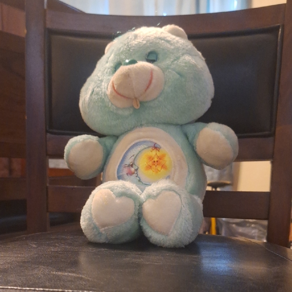 Cute Blue Plush Bear with Heart Details